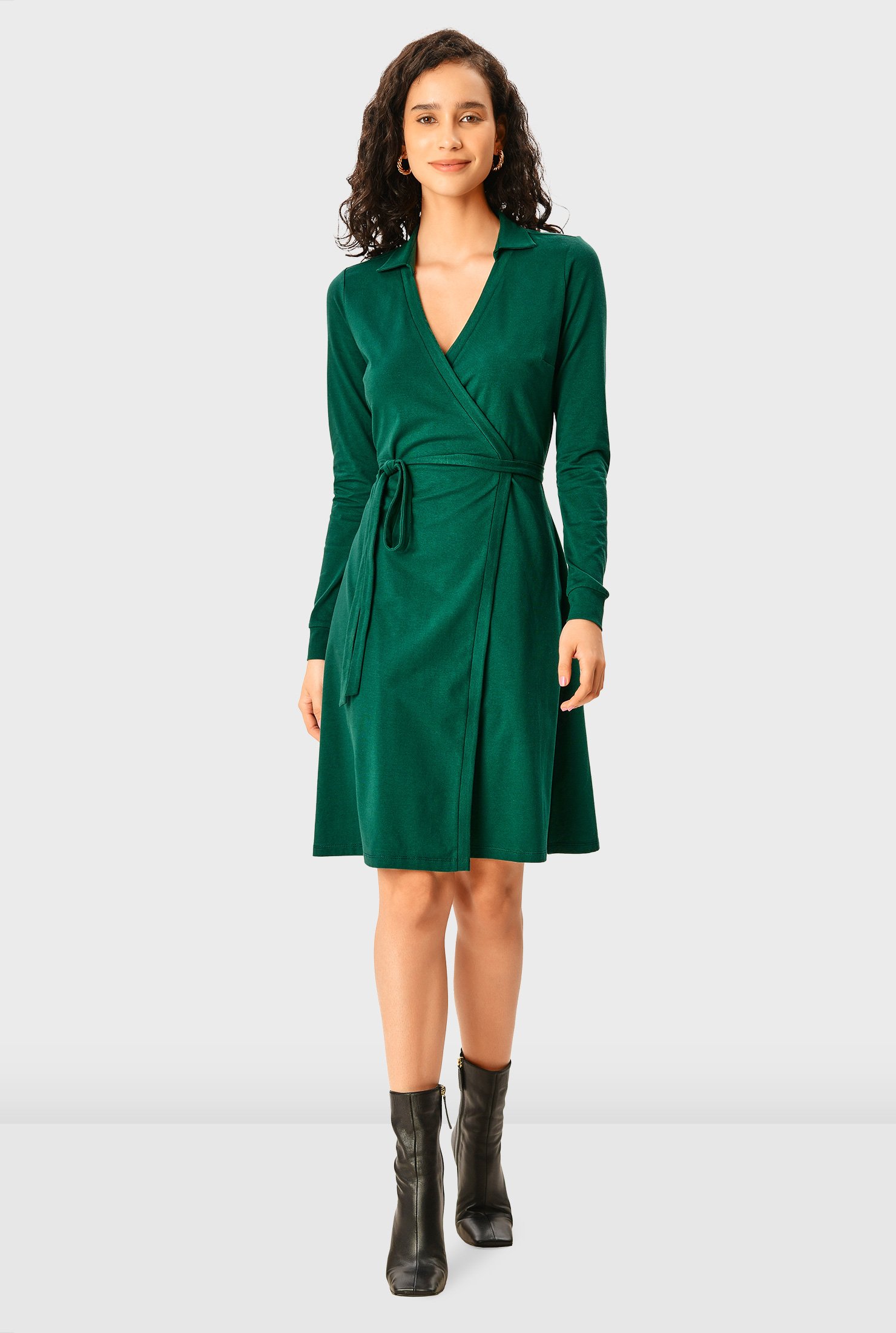 Shop Cotton jersey knit wrap dress eShakti