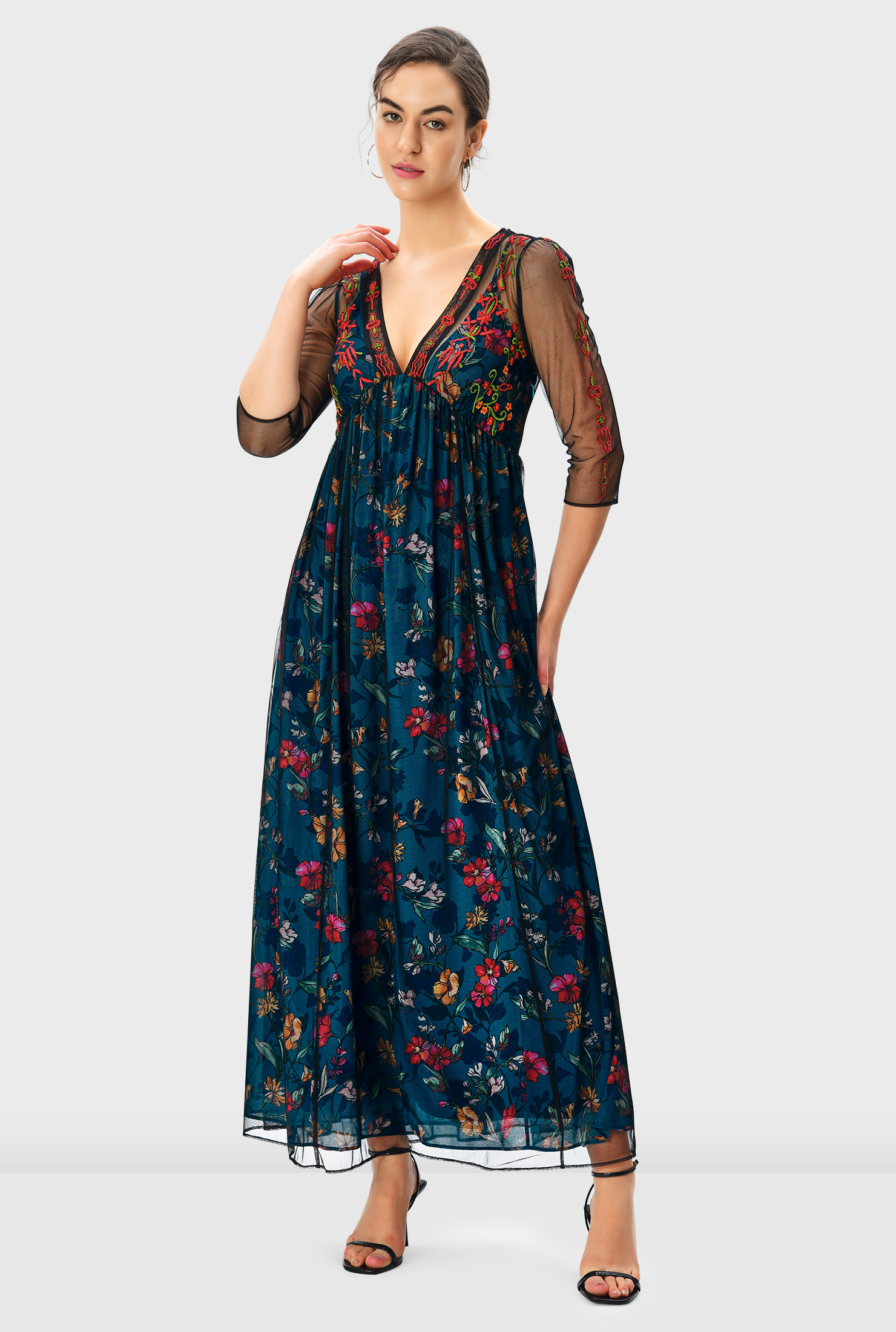 パーティードレス Geometric Print Silk Dress Amazon Leaf Belted Silk Dress | Marciano