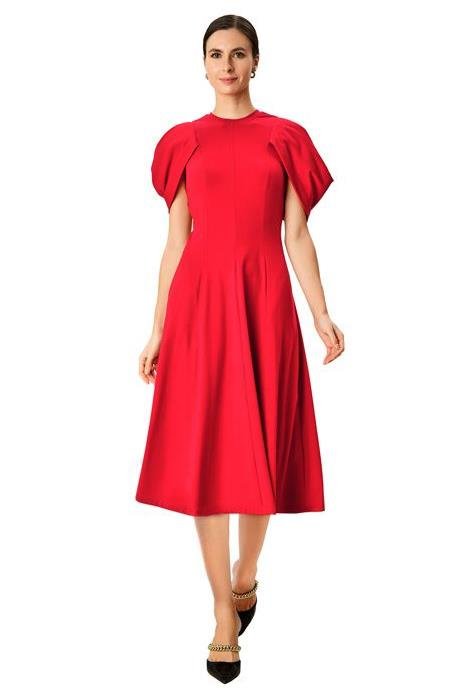 Shop Asymmetric puff sleeve cotton jersey dress | eShakti