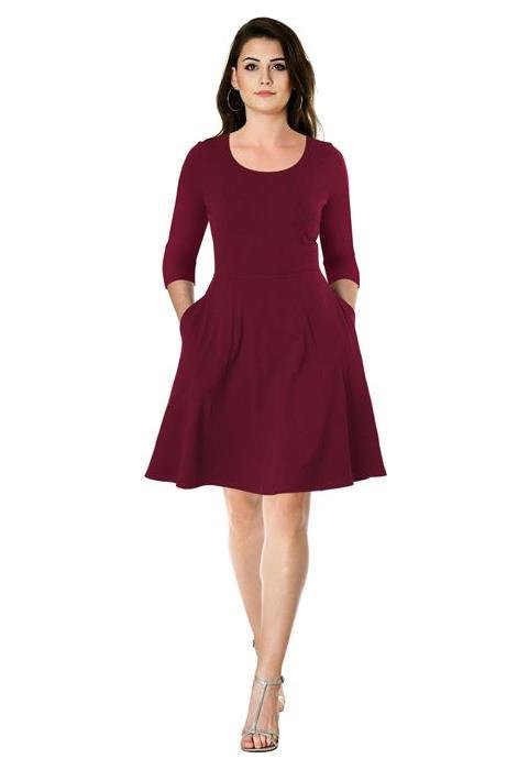 Shop Cotton Knit Fit And Flare Dress Eshakti